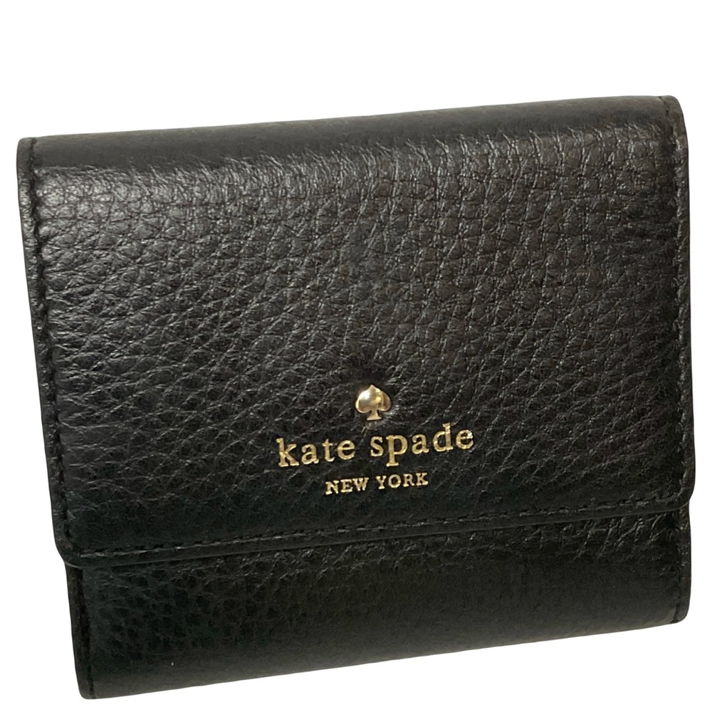 Kate Spade Black Snap Closure Wallet with 6 Card Slots, Cash Area & Coin Area.